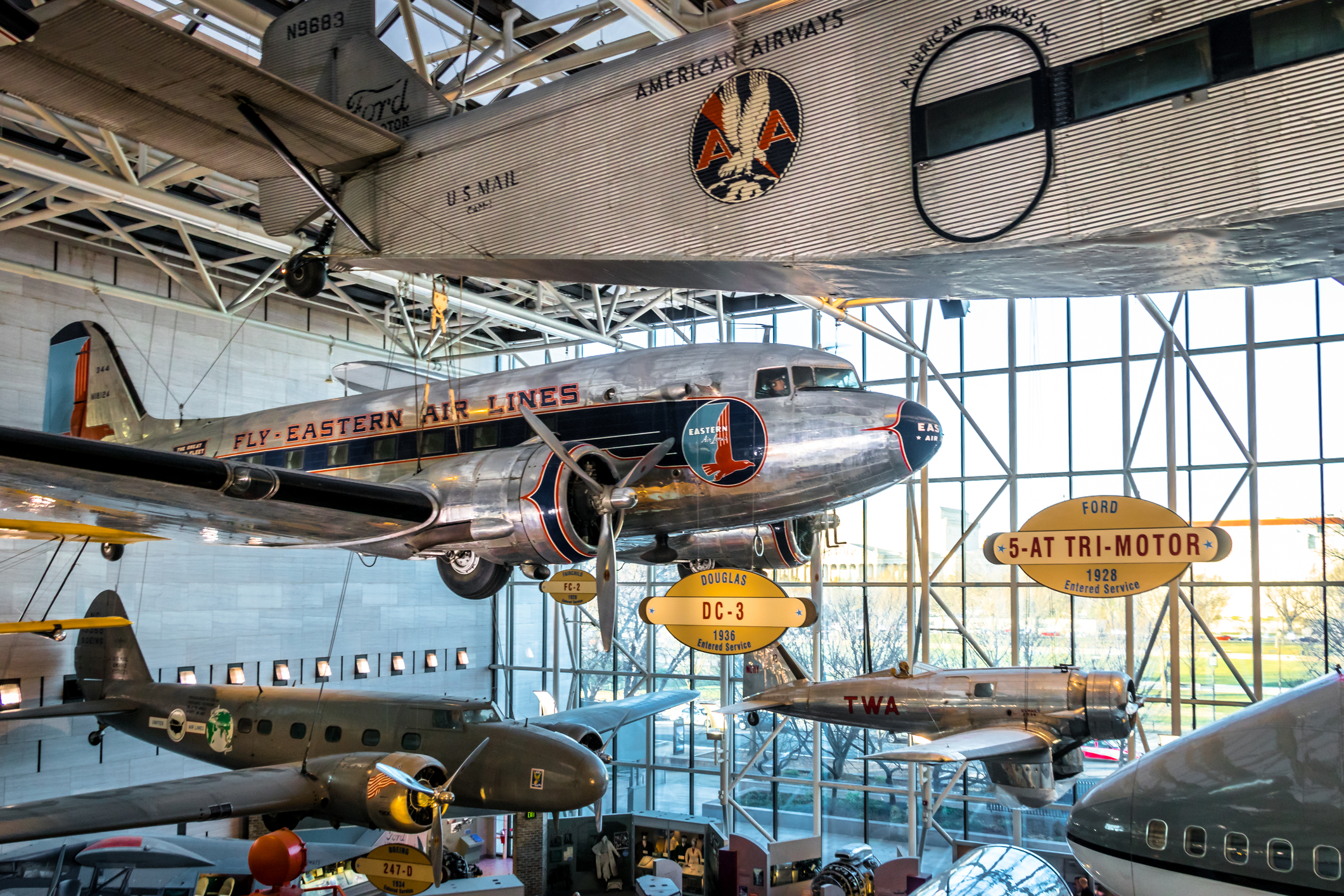 Atrium with planes hanging