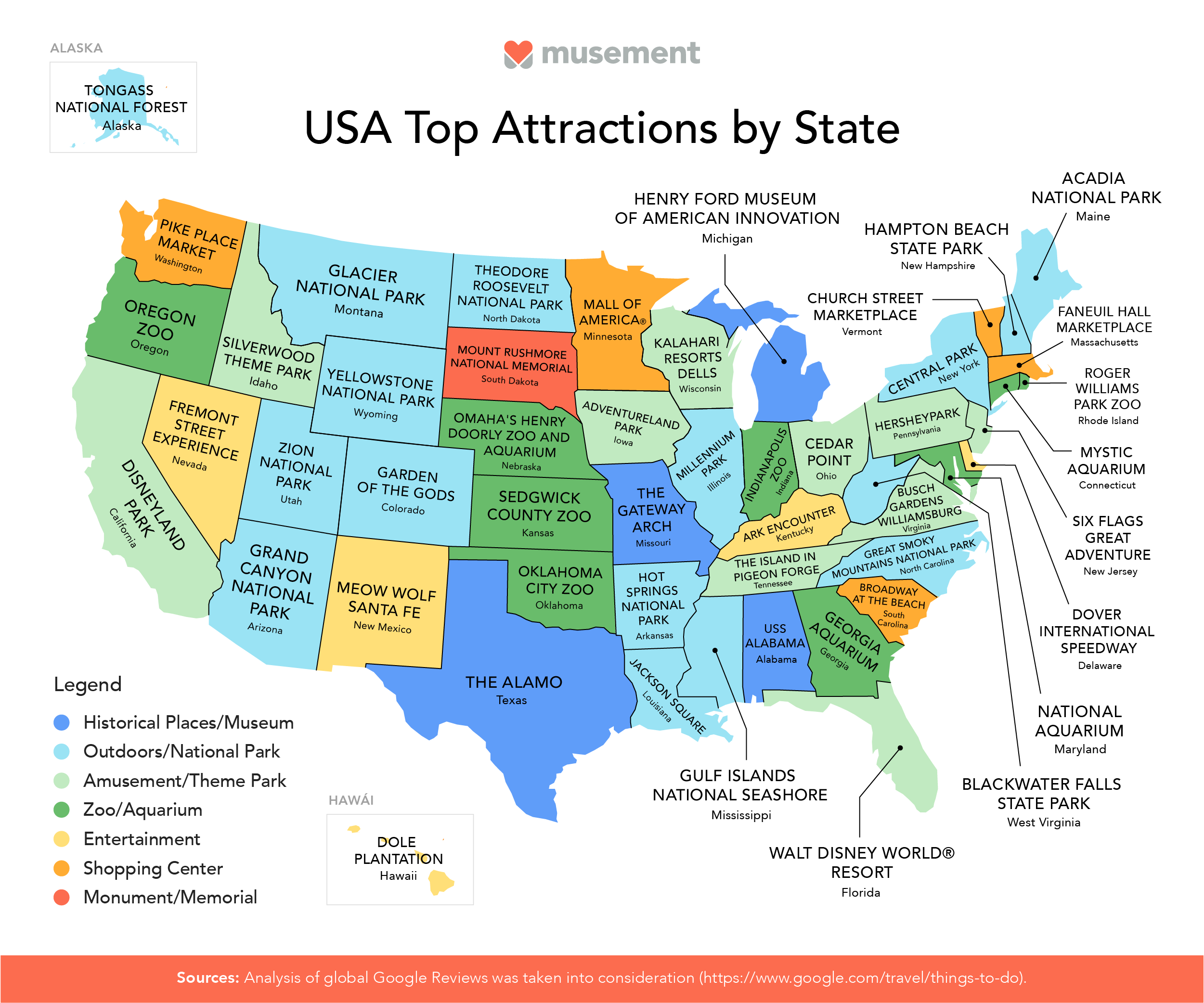 Top attractions map