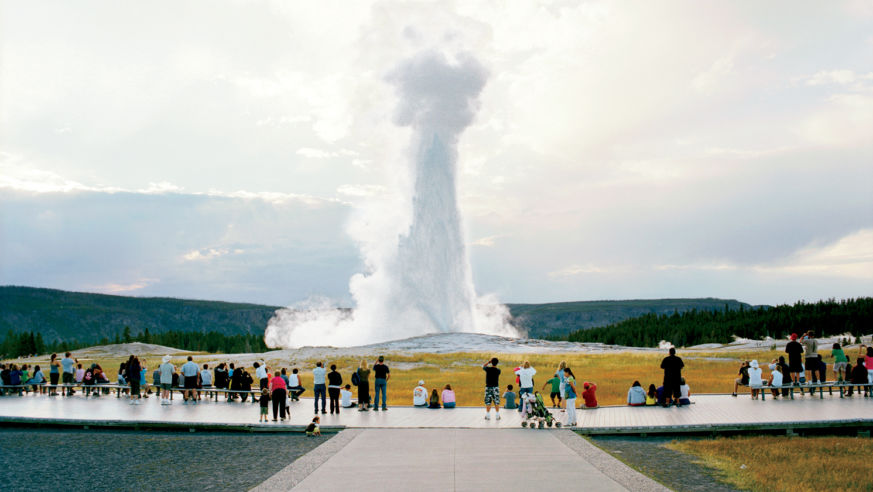 Yellowstone National Park's Old Faithful; the famous cone geyser, which erupts 21 to 23 times daily.