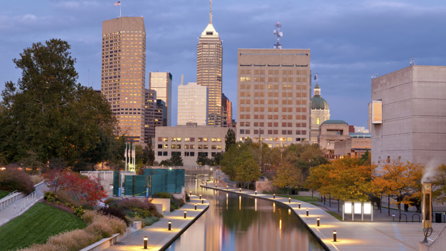 skyline at dusk