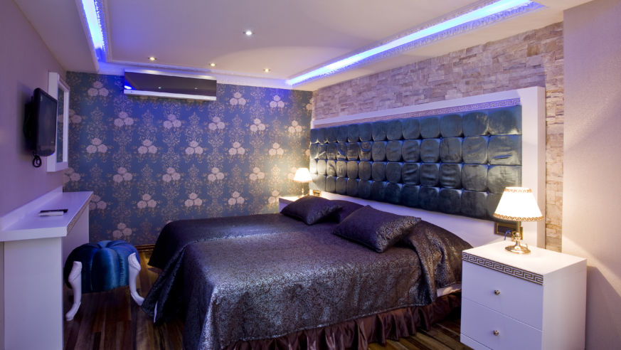 View of a bedroom at the Ascot Hotel in Turkey