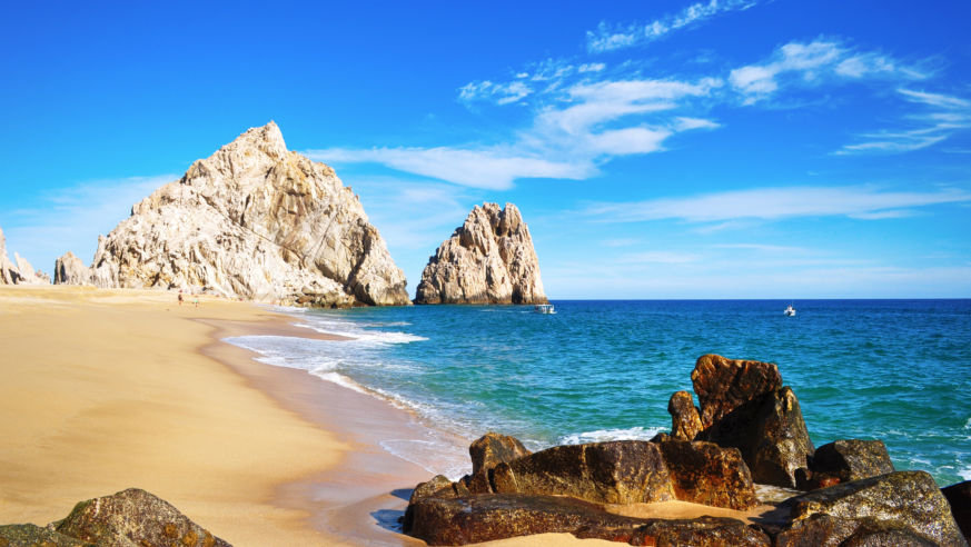 beach with rocky coast