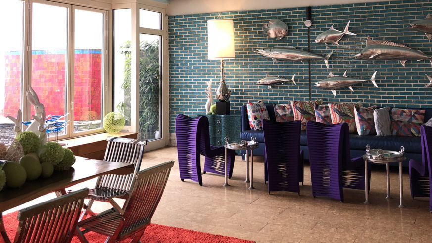 Common area purple chairs Blockade Runner hotel