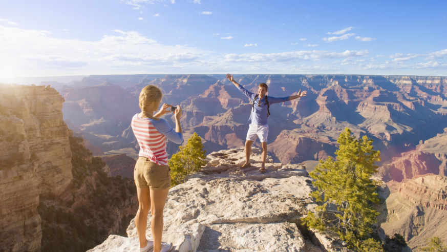 Kid on grand canyon rim