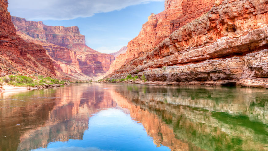 The Colorado River running through the Grand Canyon.