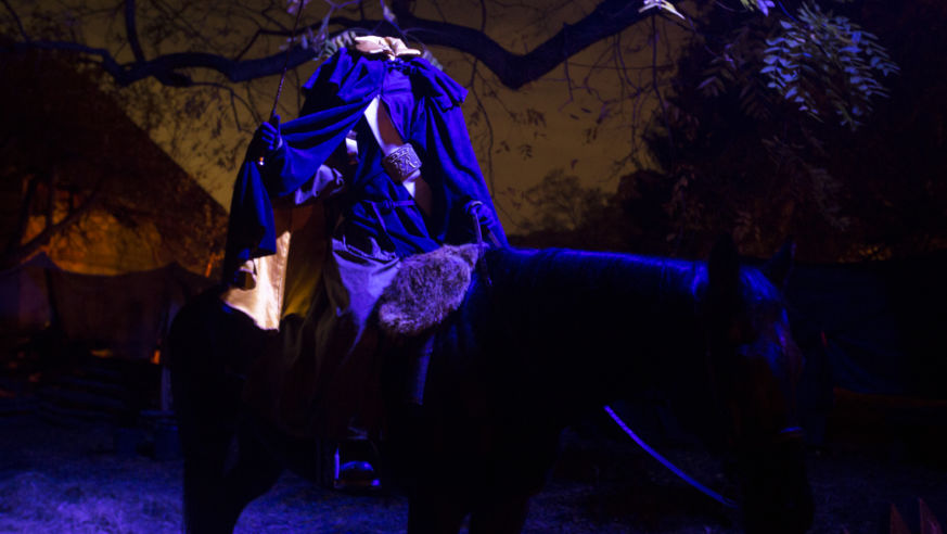 A scary model of the Headless Horseman from the Horseman's Hollow Halloween Celebration