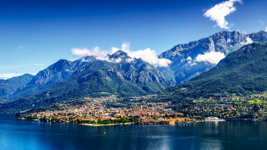 A view of the small town of Mandello del Lario, on Lake Como, Italy