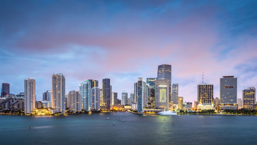 Miami skyline dusk