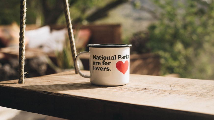 Mug on table outside
