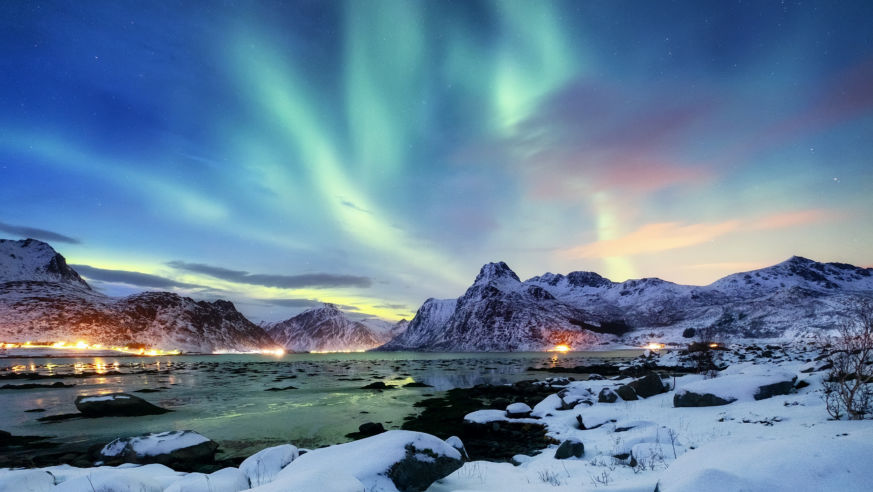 Northern Lights Over The Lofoten Islands Norway