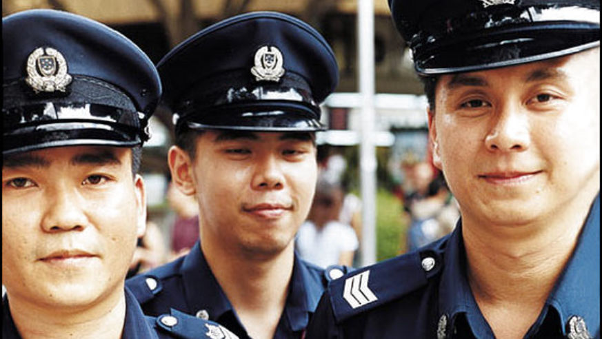 A trio of police officers