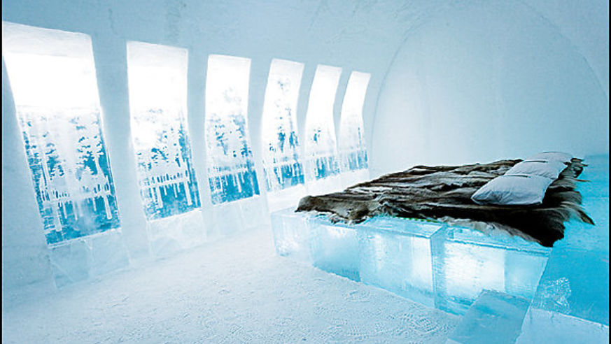 Outside the Icehotel entrance