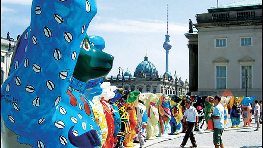 The United Buddy Bears brigade in Berlin's Bebelplatz