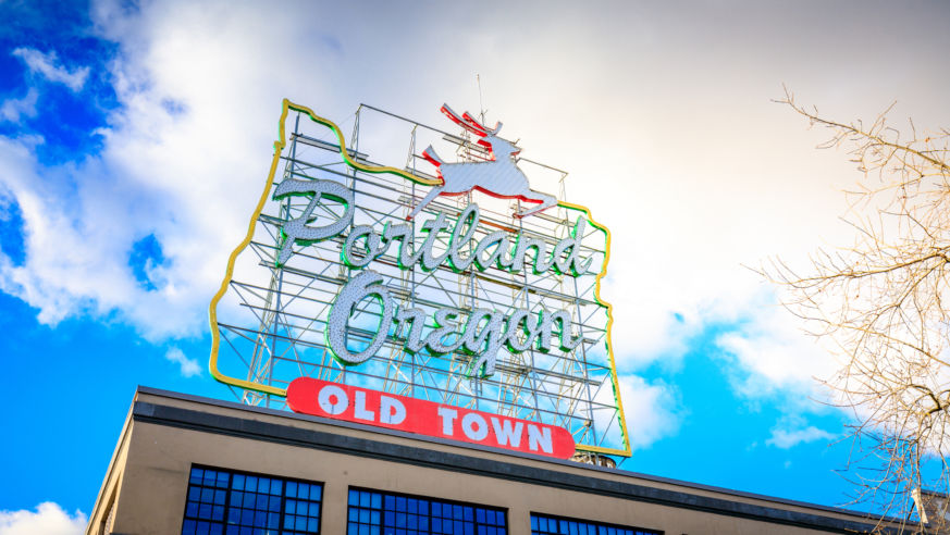 Sunny day portland oregon sign