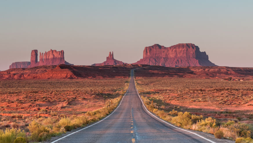Empty Road Sunset Monument Valley