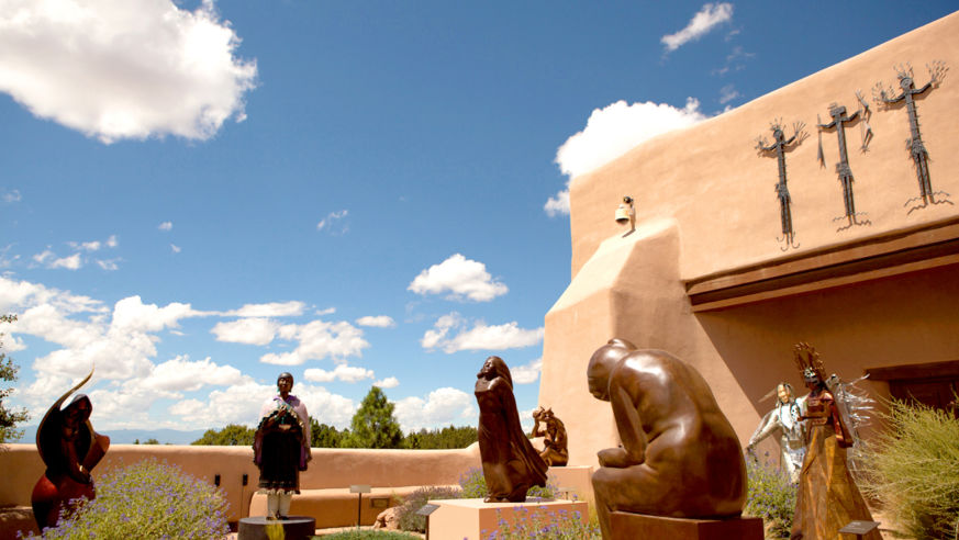 Statues and Sante Fe architecture