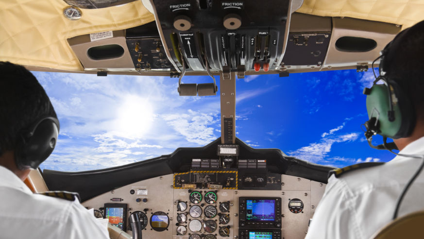 Pilots in the plane cockpit
