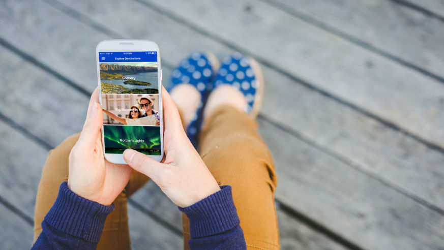 Smart phone. booking.com screen.