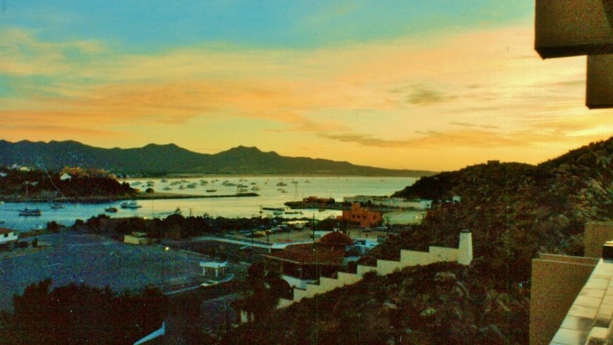 Sunset from the hotel window in Cabo San Lucas, Mexico