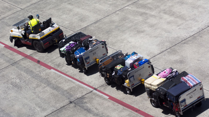 bags on carts at airport