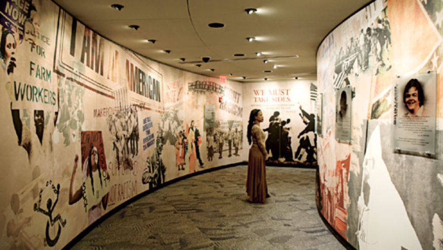 Visitors at the Civil Rights Memorial Center in Montgomery AL