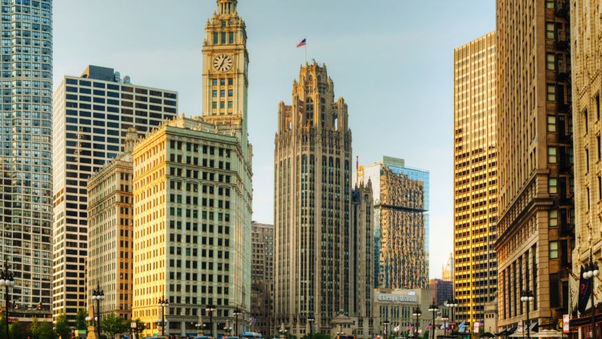 downtown, Chicago, Illinois, Wrigley Building, skyscraper, Michigan Avenue, Tribune Tower, Magnificent Mile