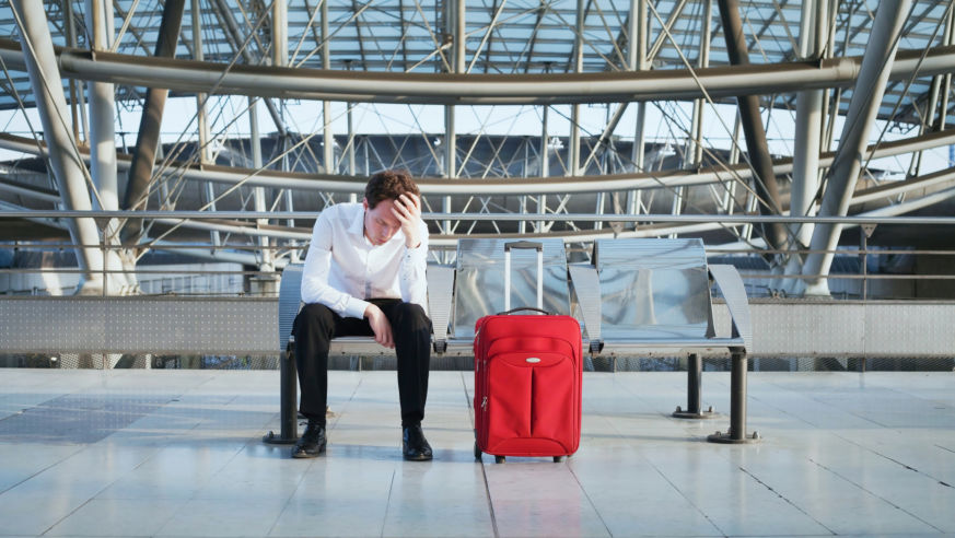 Frustrated traveler airport