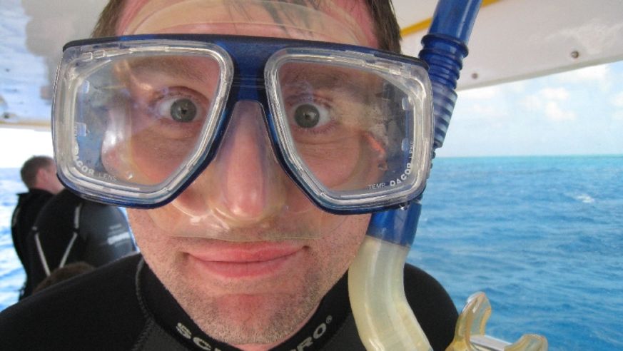 Funny guy in a diving mask