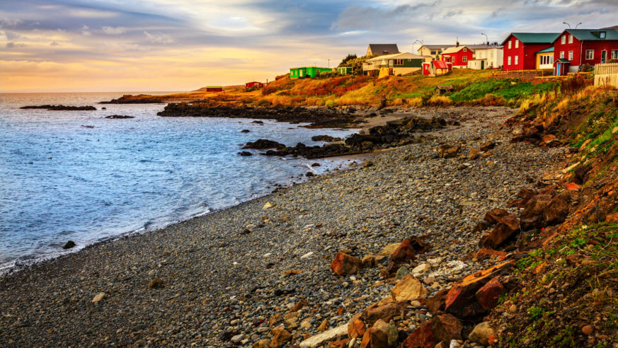 A beautiful view of the coast of Hvammstangi, in western Iceland.