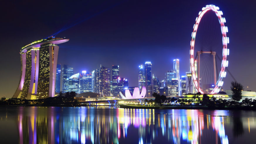 Singapore lit up at night