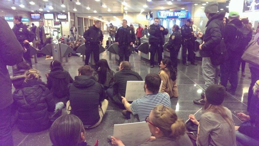 JFK AirTrain protest on January 28 2017