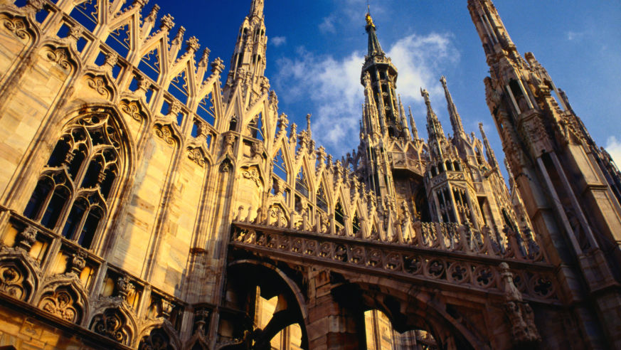 Detail of Duomo Cathedral in Milan Italy