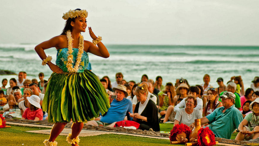 hula girl dancing at a luau oahu hawaii