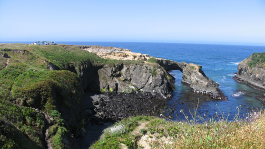 Pierced cliff at Mendocino, CA