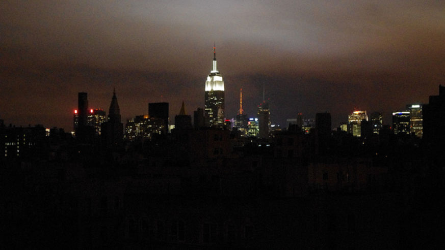 South Manhattan in the dark thanks to Hurricane Sandy