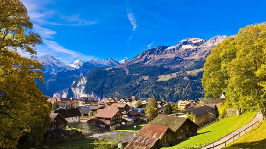 Wengen, a beautiful Alpine town in Switzerland.