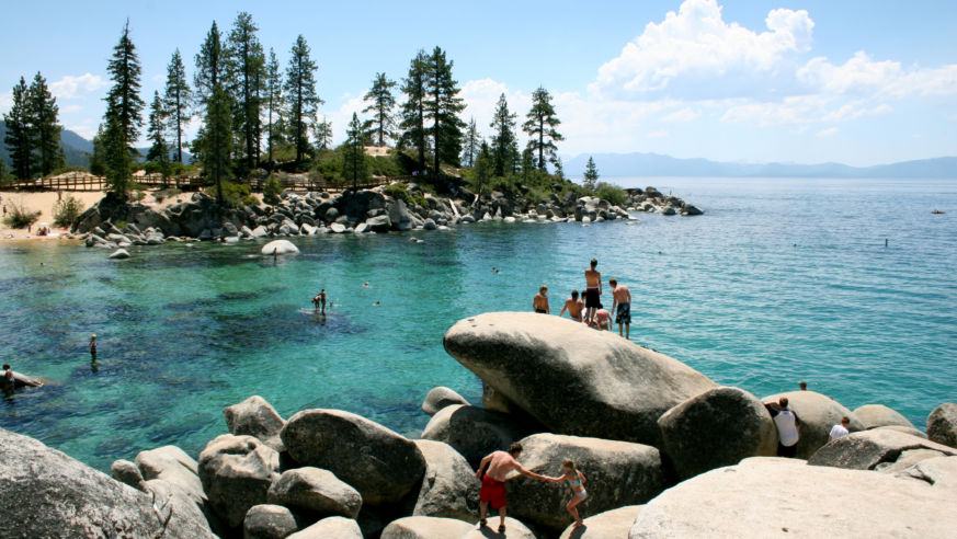 swimming, cove, lake, tahoe, california