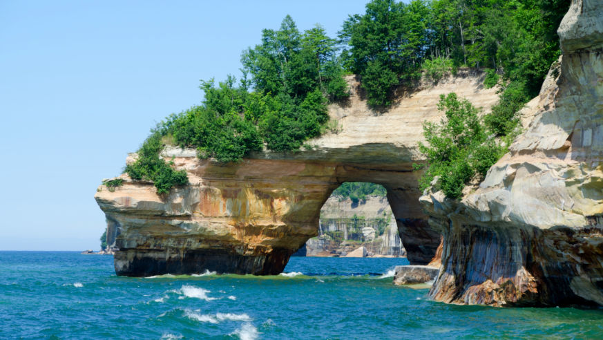 rocks, lake, superior, shore, michigan, upper, peninsula