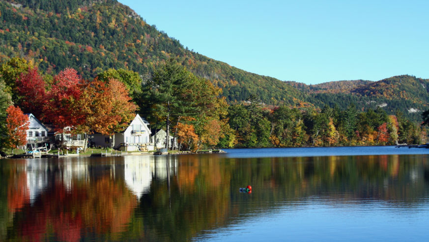 fall, foliage, vermont, lake