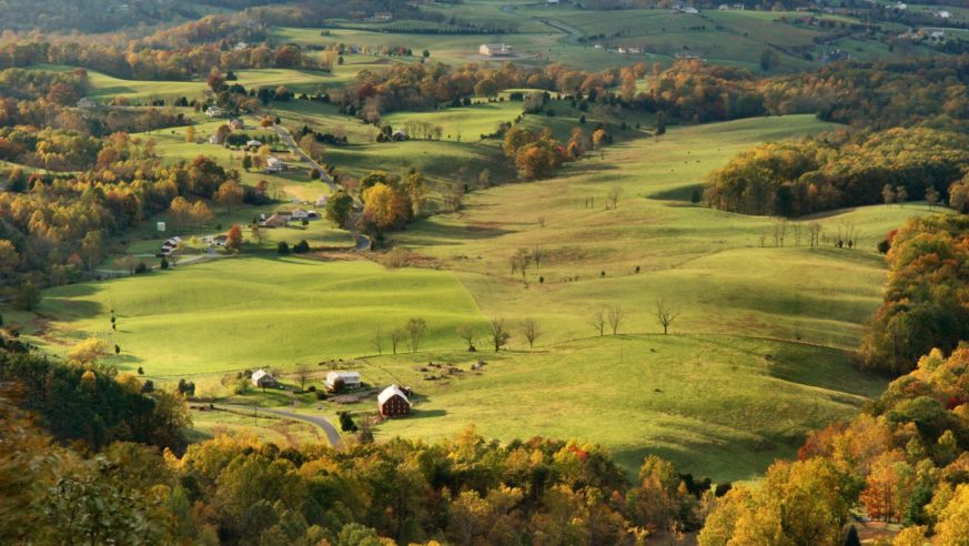 afternoon, farmland, shenandoah, valley, autumn, national, park, western, virginia