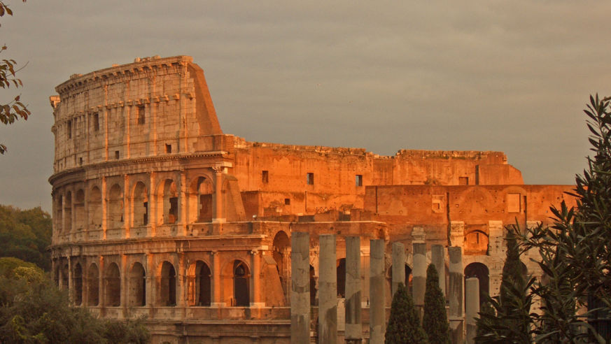 The Roman Colosseum at sunset