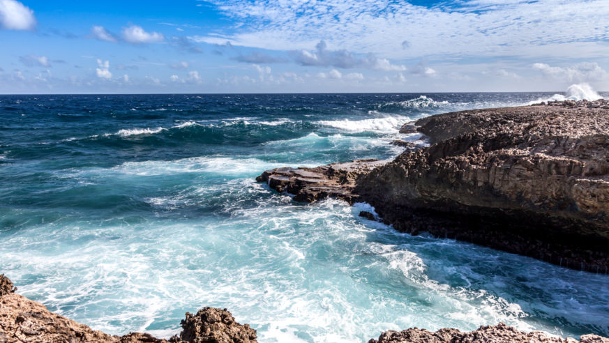 Crashing waves at Shete Boka National Park in Curaçao.