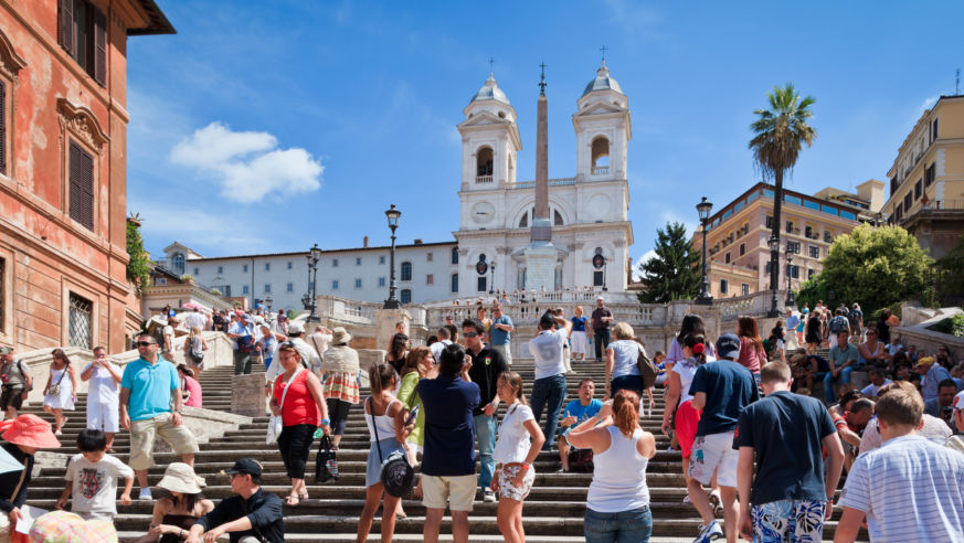 The Spanish Steps in Rome crowded with tourists