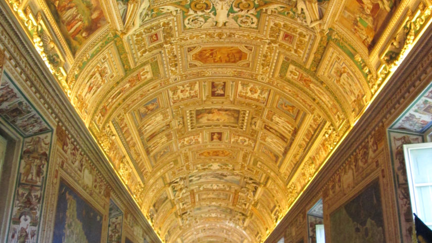 The Ceiling of the Sistine Chapel in Rome, Italy