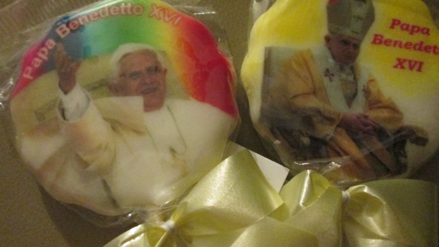 Pope Benedict lollipops in Rome, Italy