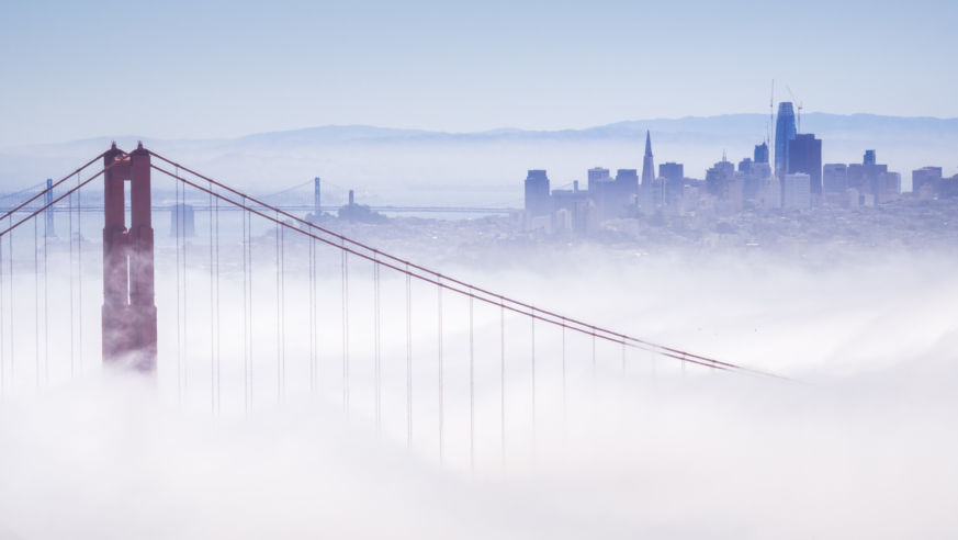A view of San Francisco shrouded in fog