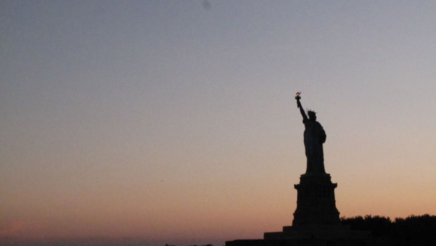 Statue of liberty, sunset