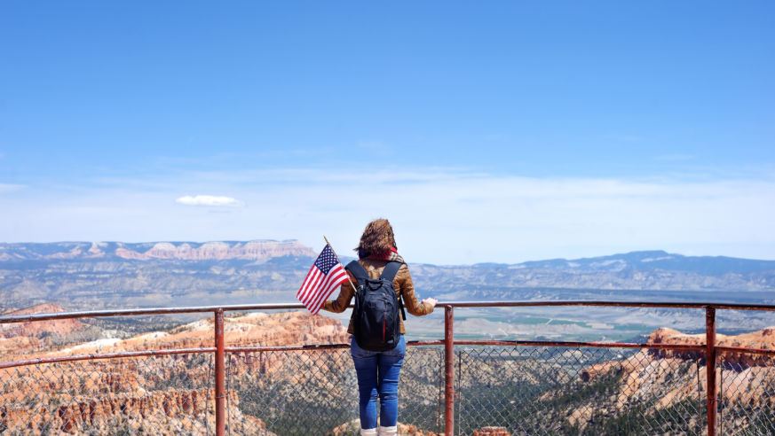 Tourist overlooking Bryce Canyon Utah