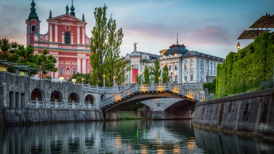 Tromostovje Bridge In Ljubljana