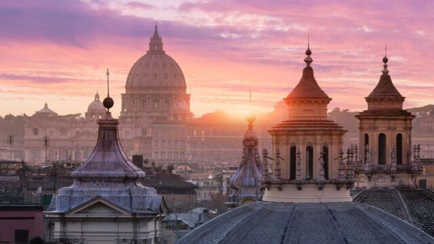 Vatican rooftops at sunset